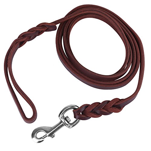 SALALIS Sicherheitstrainingskordel für Hunde, Ledergürtel, Zur Befestigung des Zugseils Am Halsband oder Geschirr (2,1 M, 1,6 M, 1,2 M)(1,6 M) von SALALIS