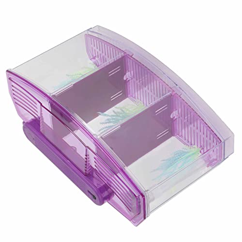SALALIS Zucht-Isolationsbox aus Acryl mit DREI Abteilungen, Zuchtfischbox mit LED-Leuchten, Gras, Wasserwechselventil und Filter für Kleine Fische (Lila) von SALALIS