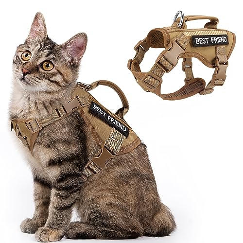 SALFSE Taktisches Katzengeschirr, Air-Mesh-Katzengeschirr, ausbruchsicher, reflektierend, große Katzengeschirre mit Griff für Erwachsene Dicke Katzen, verstellbar, atmungsaktiv von SALFSE
