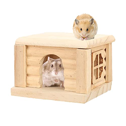 SALUTUY Hamsterhaus aus Holz, natürliche Mauskäfig, eine Haustür, feuchtigkeitsbeständig, Kleintiere, Nistung für Meerschweinchen für Chinchillas von SALUTUY