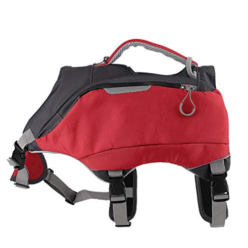 SALUTUY Hunderucksack, Schwimmweste für Hunde 2-in-1-Satteltasche Reisetaschen mit D-Ring Ergonomisches Design, Atmungsaktive Trainingstasche für das Training Wandern Camping(L) von SALUTUY