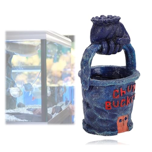 SALUTUYA Aquarium Ornament, Kunstharz Eimer Ornament Dekoration Aquarium Simulation Landschaftsbau Aquarium Zubehör für Wassertiere zu züchten, Spielen und Ruhe, 3,1 x 3,3 x 5,9in von SALUTUYA