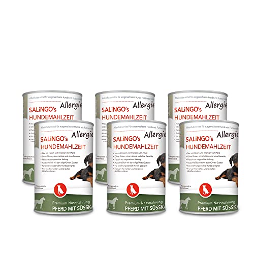 SALiNGO Premium Nassfutter für Hunde | Pferd mit Süßkartoffel & Zucchini | getreidefrei | Single Protein | hypoallergen | 6x400g von SALiNGO