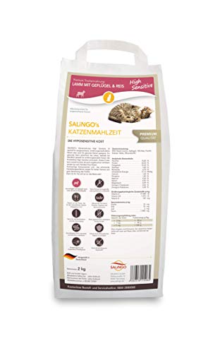 SALiNGO Premium Katzenfutter trocken Sensitive Lamm, Geflügel & Reis für Erwachsene, Sensible Katzen, ohne Zucker und Weizen von SALiNGO