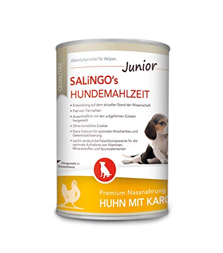 SALiNGO Hundefutter für Welpen, nass, Huhn mit Karotte und Calcium (12x400g) von SALiNGO