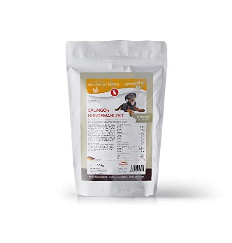 SALiNGO Hundefutter hochwertig und gesund trocken I Hunde Trockenfutter für Allergiker I Hundetrockenfutter Geflügel und Gemüse I Trocken Hundefutter getreidefrei (0,5 kg) von SALiNGO