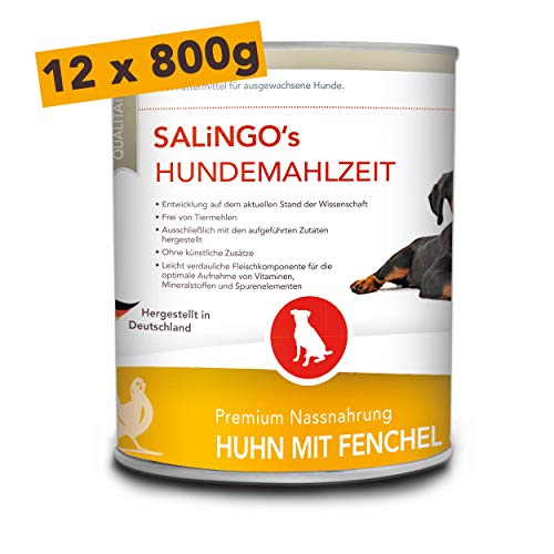 SALiNGO Hundefutter nass, Huhn mit Fenchel und Reis, sensitiv (12x800g) von SALiNGO