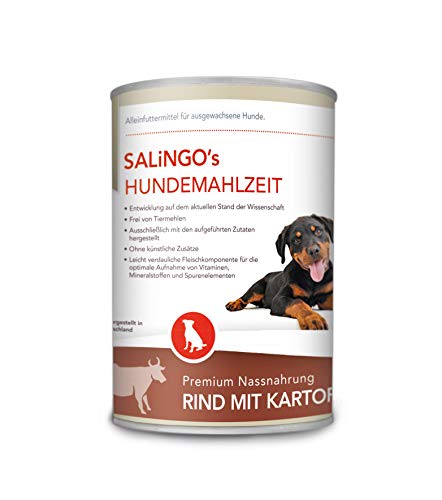 SALiNGO Premium Hundefutter Nassfutter für Hunde Rind mit Kartoffeln & Karotten, getreidefrei, hoher Fleischanteil, Mono Protein von SALiNGO