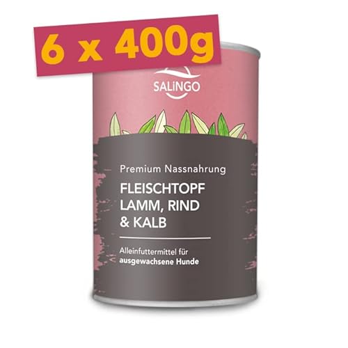 SALiNGO Hundefutter nass Fleischtopf Lamm, Rind & Kalb 6 x 410g | getreidefrei von SALiNGO