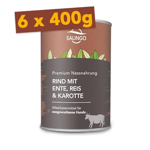 SALiNGO Hundefutter nass Rind mit Ente, Reis & Karotte 6 x 410g von SALiNGO
