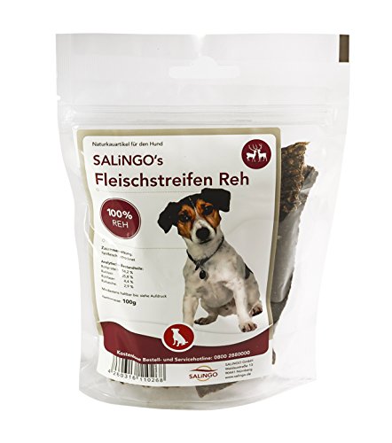 SALiNGO Kauartikel Fleischstreifen REH für den Hund, 100g von SALiNGO