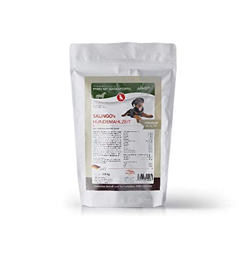 SALiNGO Premium Trockenfutter für Hunde | Hundefutter trocken Pferd mit Süßkartoffel | getreidefrei | Hoher Fleischanteil | Single Protein | hypoallergen (0,5 kg) von SALiNGO