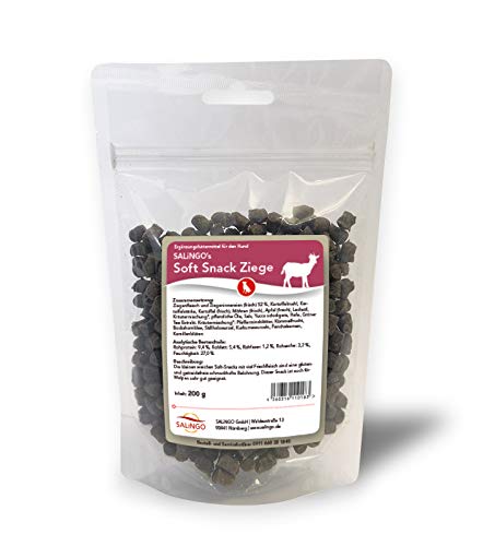 Soft Snack Ziege, Hundeleckerli, getreidefrei, zuckerfrei, Trainingsleckerlis für Hunde, Snack für allergische Hunde, 200g von SALiNGO