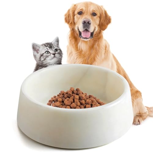 SAMAH Marmor-Hundenapf, rutschfester Hundenapf, kleiner beschwerter Steinnapf, natürlicher Marmor, robuster Futternapf für Katzen und kleine Hunde, Geschenke für Haustiere, hält 4 Tassen (2,3 kg) von SAMAH