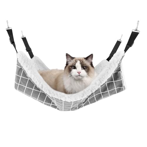 SAN LIKE Katzen Hängematte, Warm Kleintierbett Katzenhängematte mit verstellbaren Riemen für Katzen, kleine Hunde, Kaninchen oder Andere Haustiere, 58 x 48 cm von SAN LIKE