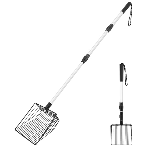 SAN LIKE Katzenstreuschaufel, Metall Katzenstreuschaufel mit langem Griff und tiefer Schaufel, Abnehmbar, Antihaftbeschichtet mit bequemen Gummigriff für Haustier, 105CM von SAN LIKE