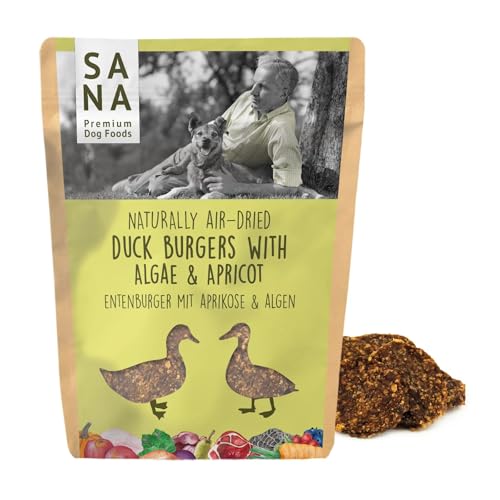 SANA Premium Dog Foods I 100% Natur luftgetrocknete Burger I Verschiedene Sorten & Größen (3 x 300g, Entenburger mit Alge & Aprikose) von SANA Premium Dog Foods