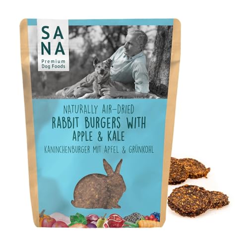 SANA Premium Dog Foods I 100% Natur luftgetrocknete Burger I Verschiedene Sorten & Größen (3 x 300g, Kaninchenburger mit Apfel und Grünkohl) von SANA Premium Dog Foods