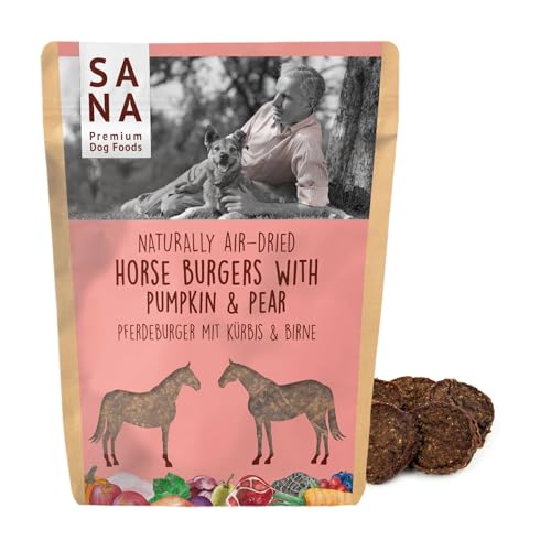 SANA Premium Dog Foods I 100% Natur luftgetrocknete Burger I Verschiedene Sorten & Größen (5 x 100g, Pferdeburger mit Kürbis & Birne) von SANA Premium Dog Foods