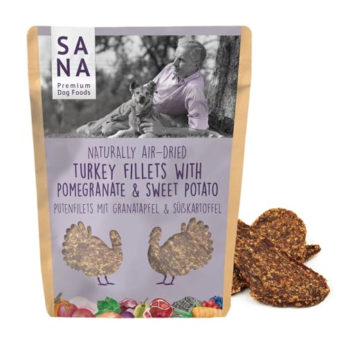 SANA Premium Dog Foods I 100% luftgetrocknete Filets I Verschiedene Sorrten & Größen (10 x 100g, Putenfilets mit Süßkartoffel) von SANA Premium Dog Foods