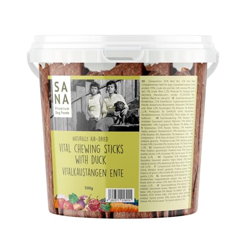 Sana Premium Dog Foods | leckere Zahnpflege Vitalkaustangen | 500g Eimer I Verschiedene Sorten (500g im Eimer, Ente) von SANA Premium Dog Foods