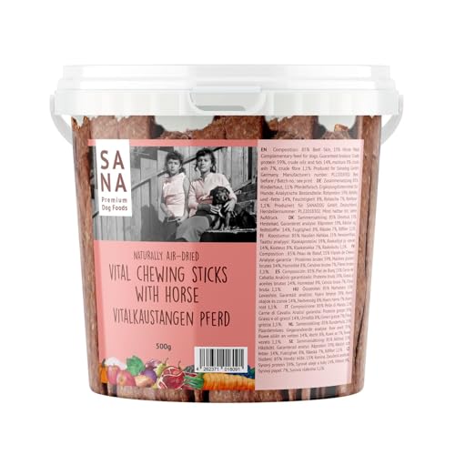 Sana Premium Dog Foods | leckere Zahnpflege Vitalkaustangen | 500g Eimer I Verschiedene Sorten (500g im Eimer, Pferd) von SANA Premium Dog Foods