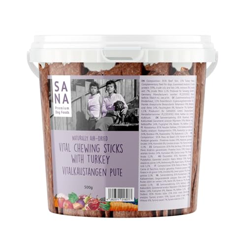 Sana Premium Dog Foods | leckere Zahnpflege Vitalkaustangen | 500g Eimer I Verschiedene Sorten (500g im Eimer, Pute) von SANA Premium Dog Foods