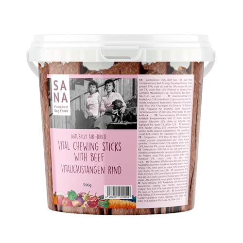 Sana Premium Dog Foods | leckere Zahnpflege Vitalkaustangen | 500g Eimer I Verschiedene Sorten (500g im Eimer, Rind) von SANA Premium Dog Foods