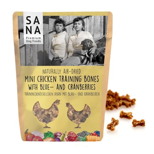 Sana Premium Dog Foods | schonend luftgetrocknete Trainingsknöchelchen | hoher Fleischanteil I verschiedenen Sorten & Größen (3 x 100g, Huhn mit Blau- & Kranbeeren) von SANA Premium Dog Foods