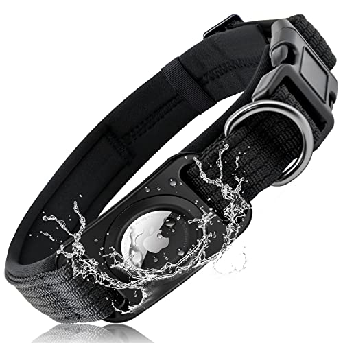 Wasserdichtes AirtagHundehalsband, SANKALA gepolstertes Apple Air Tag Hundehalsband, Robustes Hundehalsband mit vollständig bedeckter AirTagHalterung, verstellbares AirTagHalsband für kleine, von SANKALA