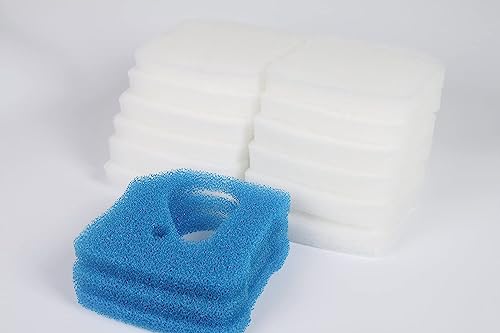 SANLILI Filterschwamm Passend für Eheim 2616710 Professional 3 250, 350, 600/2071, 2073, 2074, 2075, professionel 3e 350 (3 x Blau+ 12 x Weiß) von SANLILI
