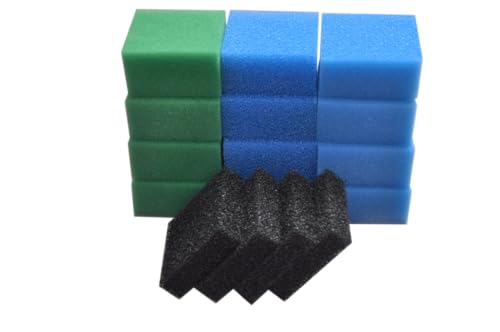 SANLILI Kompatibel Aquarium Filterschwamm Set für Juwel Compact/Bioflow 3.0 / M (4X Blau Fein, 4X Blau Grob, 4X Grün Nitrat, 4X Aktivkohleschwamm) von SANLILI