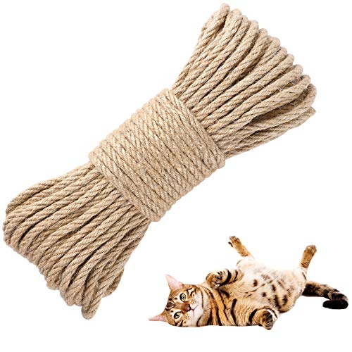 SANNIX 6mm 30m Sisalseil, Natur Sisal Seil, Sisalseil für Kratzbaum Katzenzubehör, DIY, Sisal Kratzbaum Ersatz für Katzen, Haushalt von SANNIX