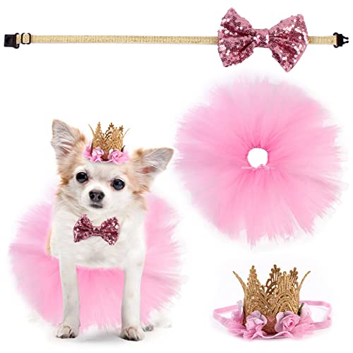 SANON 3 teile/satz Welpen Geburtstag Party Supplies Tutu Rock Fliege Krone Hut Haustier Hund Anzug für Hochzeit Valentinstag von SANON