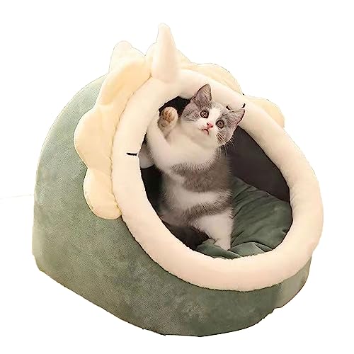SANON Katzenbett, Katzenbett Höhle für den Innenbereich, Katzenbett mit flauschigem Ball, herausnehmbares Kissen, rutschfeste Unterseite von SANON