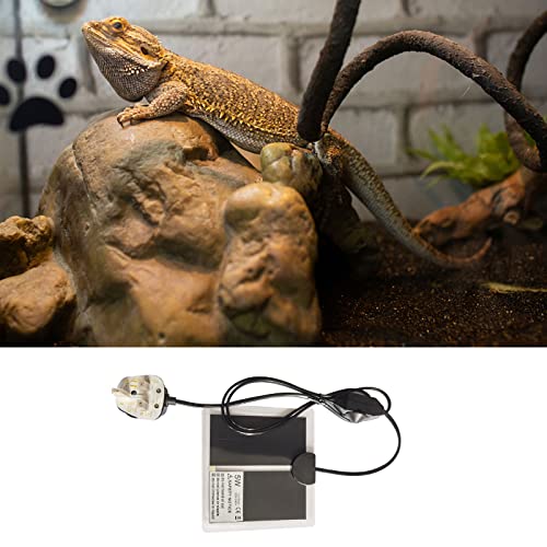 SANON Reptilien-Heizmatte, 5 W, 15 x 14 cm, wasserdicht, Reptilien-Heizkissen mit einstellbarer Temperatur, für Reptilien, Schildkröte, Schlange, Eidechse von SANON