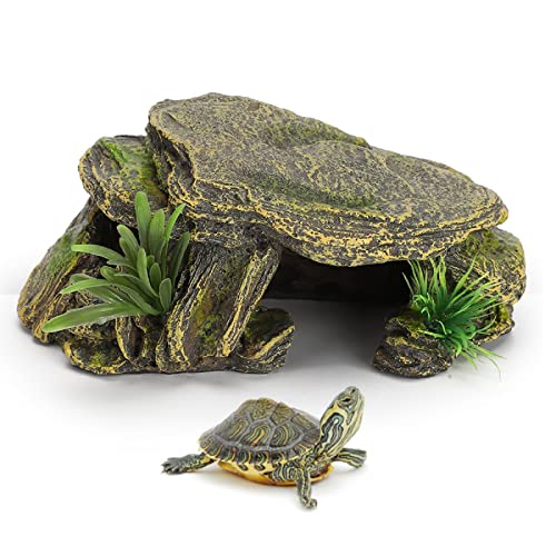 SANON Schildkröten-Versteckhöhle, Reptilien-Schildkröten-Abdeckplattform, Aquarium, Landschaftsbau, Dekoration von SANON