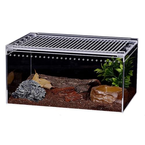 Reptilien-Terrarium – Amphibien-Tank-Starter-Set, 30,5 x 20,3 x 15,2 cm, Öko-Regenwald-Futterbox, Amphibien-Futterbox, geeignet für die Zucht von Eidechsen, Schildkröten, Chamäleons, Schlangen, von SANOSY