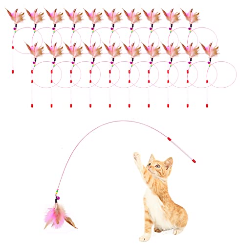 SANPINK 20 Stück Katzenfeder-Spielzeug, Katzenspielzeug, interaktiver Haustier-Kätzchen-Chaser, Teaser, Drahtstab mit Glockenperlen für Katzen-Übung, Spielspaß, Geschenke – Großhandel SANPINK 20 Stück Katzenfeder-Spielzeug, Katzenspielzeug, interaktiver Haustier-Kätzchen-Chaser, Teaser, Drahtstab mit Glockenperlen für Katzen-Übung, Spielspaß, Geschenke – Großhandel von SANPINK