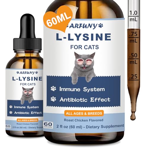 L-Lysin für Katzen - 60ML Lysin Tropfen Katze - Für Immunsystem, Abwehrkräfte & Atemwege - Immunsystem Stärken - Natürlich Antibiotika Katze - Geröster Hühnchengeschmack von SANTKOL