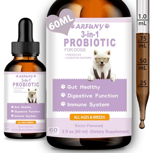 Probiotika Hund - 60ML Verdauungssnacks für Hunde Unterstützen bei Darmflora, Durchfall, Blähungen - Probiotika für Hunde mit Prebiotika und Enzymen - Verdauungshilfen für Hunde - Brathähnchenaroma von SANTKOL