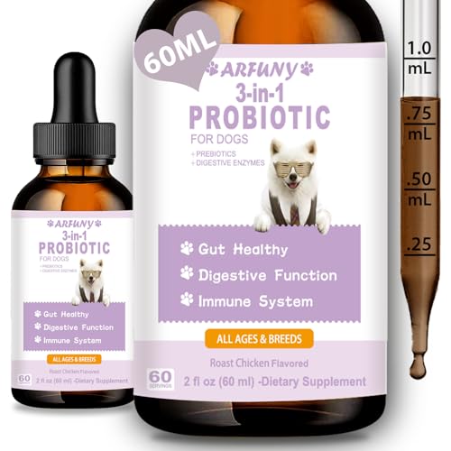 Probiotika für Hunde - 60ML Verdauungssnacks Hunde Unterstützen bei Darmflora, Durchfall, Blähungen - mit Prebiotika und Enzymen - Magen Darmflora von SANTKOL