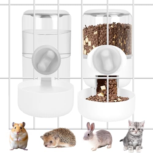 Automatischer Wasserspender zum Aufhängen, Schwerkraft-Futterspender, geeignet für Käfigkaninchen, Katzen, Meerschweinchen, Frettchen, Niederländische Schweinchen, Welpen usw., Grau von SANWICH