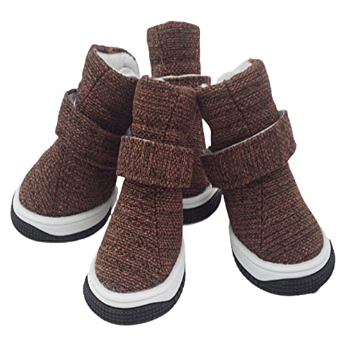 SANWOOD Anti-Rutsch-Baumwoll-Schuhe für den Sport, 4 Stück Haustierschuhe, modisch, rutschfest, atmungsaktiv, für kleine Hunde – Kaffee 5 von SANWOOD
