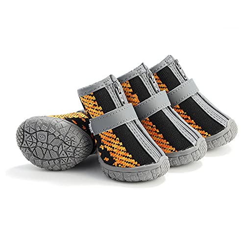 SANWOOD Breathable Pets Dog Boots Dog Mesh Shoes,4Pcs Pet Shoes Zipper Closure Anti-skid Breathable Pet Dogs Mesh Sneakers for Casual - Black 5 von SANWOOD