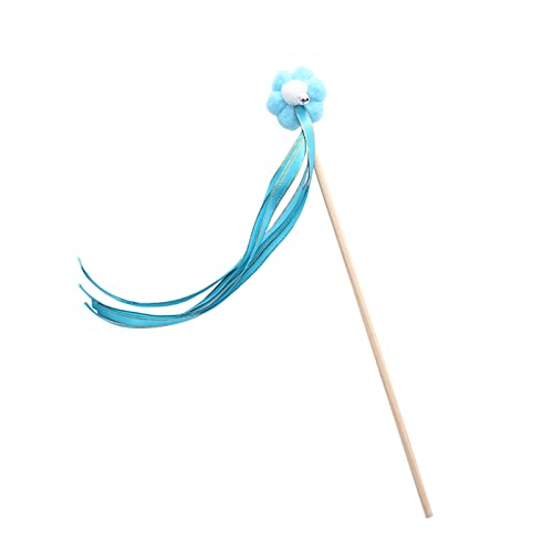 SANWOOD Cat Stick Toy Flower Decor Relieve Boredom Interactive Play Toy Pet Teaser Wand Toy with Ribbon Cat Supplies - Blau von SANWOOD