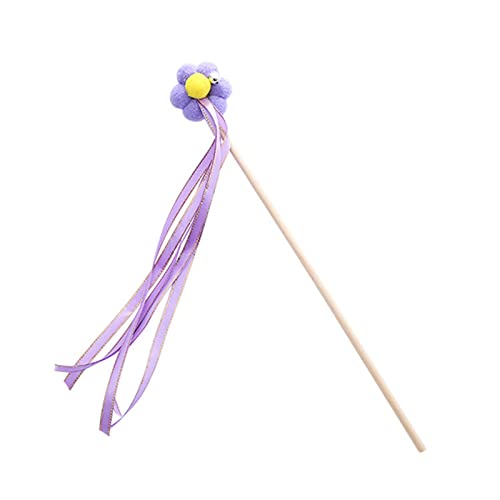SANWOOD Cat Stick Toy Flower Decor Relieve Boredom Interactive Play Toy Pet Teaser Wand Toy with Ribbon Cat Supplies - Purple von SANWOOD