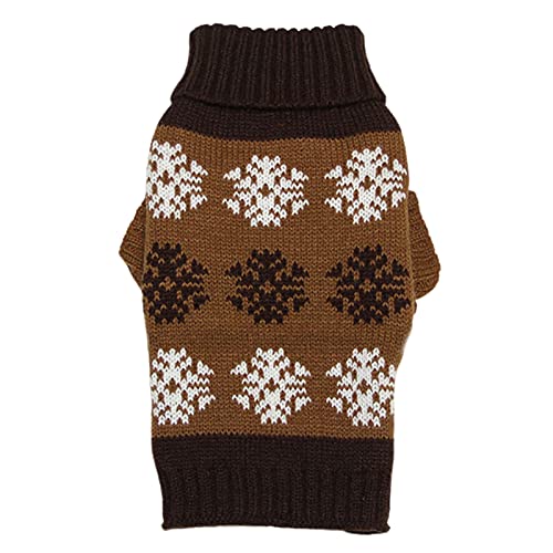 SANWOOD Christmas Pet Dog Sweater Holiday Classic Knitted Snowflake Pattern Jumper,Dog Sweater Fashionable Knitted Snowflake Pattern Acrylic Fiber Keep Warm Pet Cat Sweater for Winter Coffee S von SANWOOD