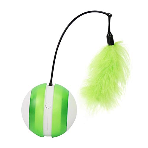 SANWOOD Elektrischer Federball mit LED-Licht, für Haustiere, Katzen, Kätzchen, interaktiv, Weiß / Grün von SANWOOD