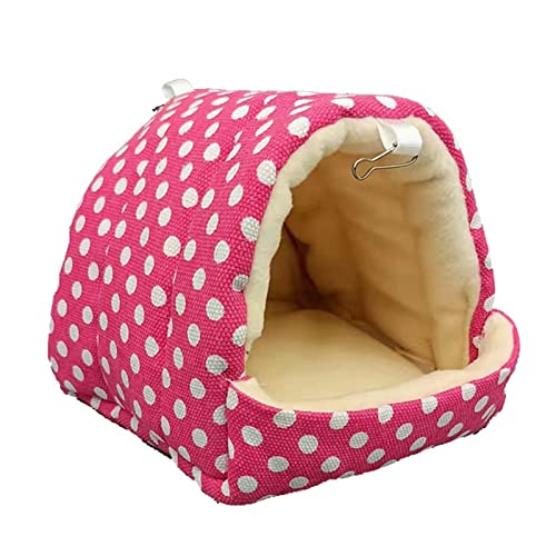 SANWOOD Hamster-Hängematten-Nest, Schlafbett, atmungsaktiv, hält warm, rutschfest, Mini-Tier-Schlafbett für Sittiche – XL, rosa Punkte von SANWOOD
